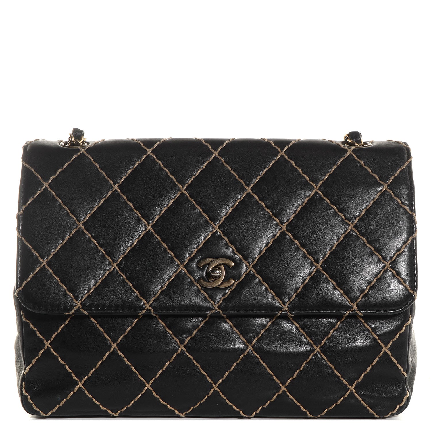 Chanel Calfskin Wild Stitch Jumbo Flap Black 1 of 8