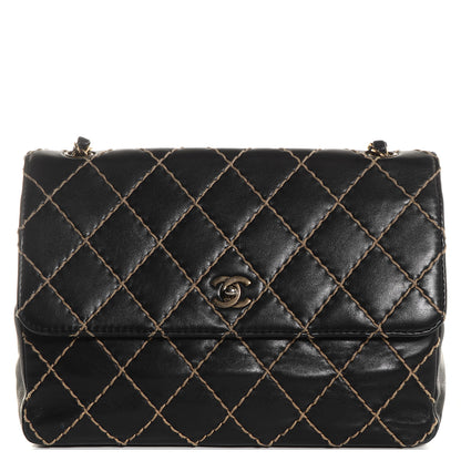 Chanel Calfskin Wild Stitch Jumbo Flap Black 1 of 8