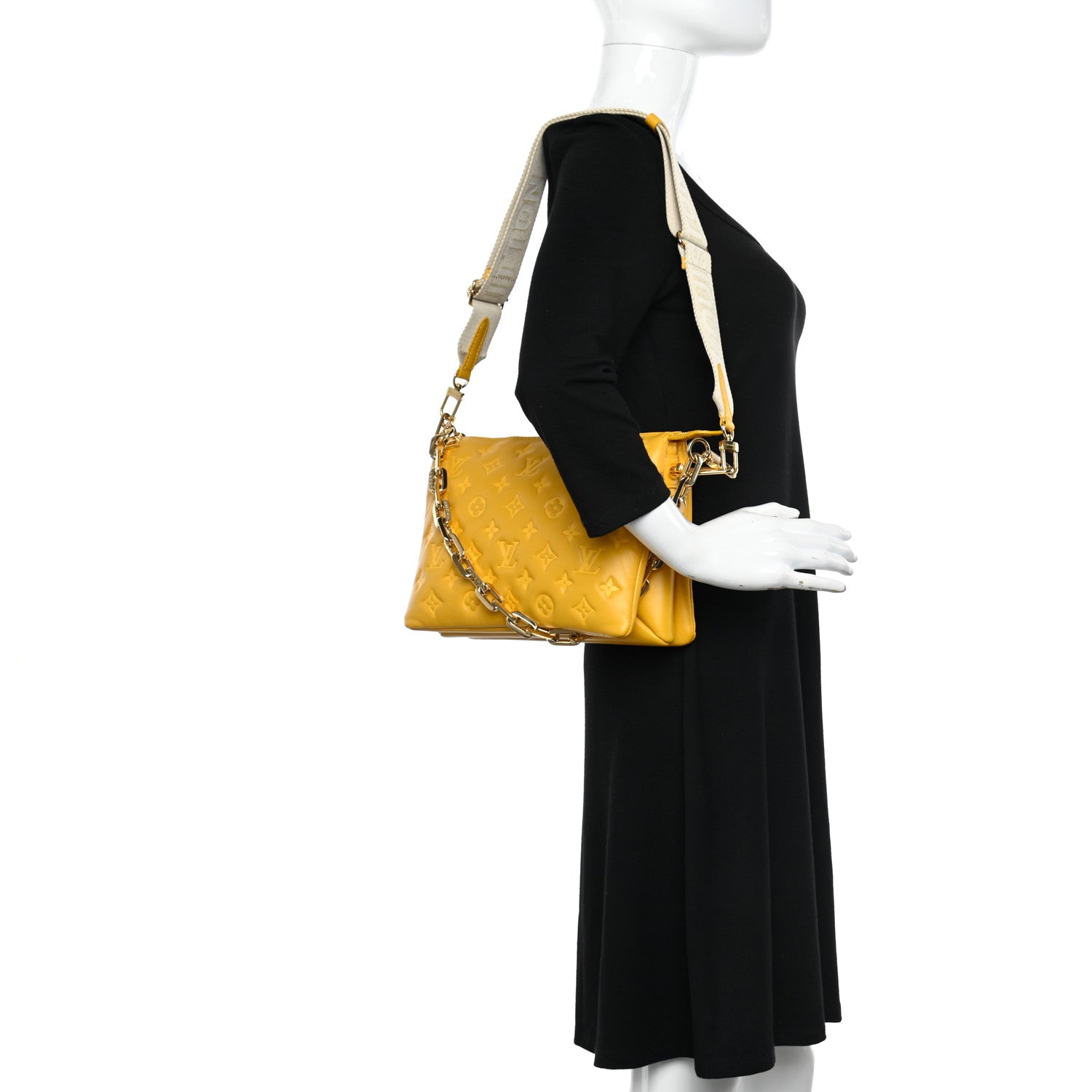 Louis Vuitton Lambskin Embossed Monogram Coussin PM Sunflower 2 of 9