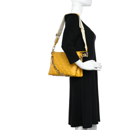 Louis Vuitton Lambskin Embossed Monogram Coussin PM Sunflower 2 of 9