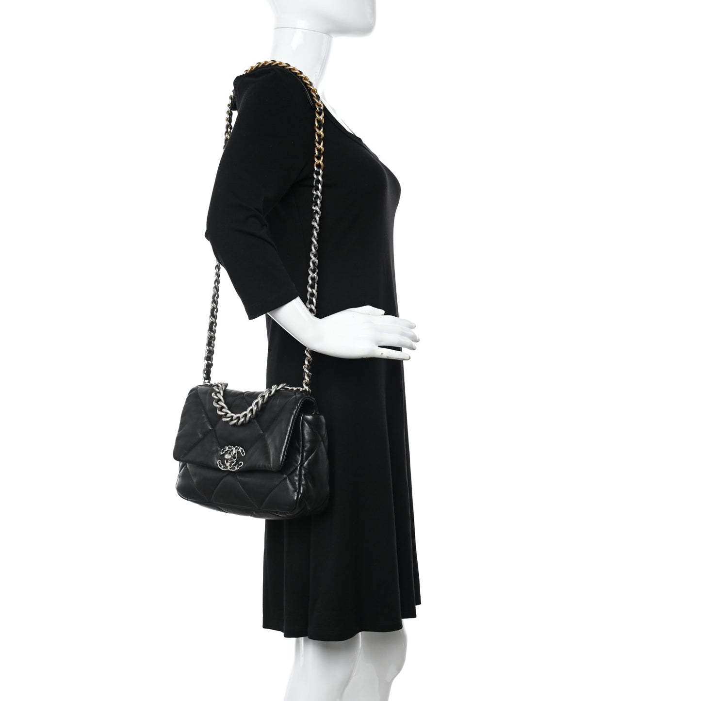 Lambskin Quilted Medium Chanel 19 Flap Black