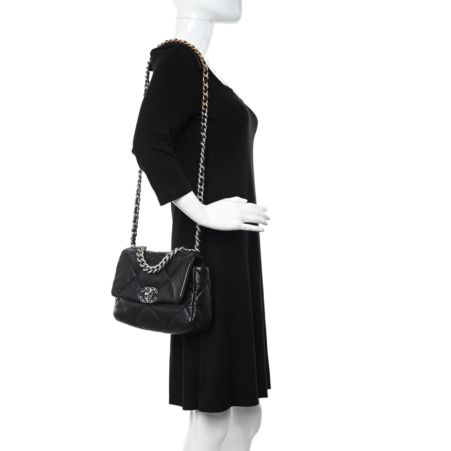 Chanel Lambskin Quilted Medium Chanel 19 Flap Black 2 of 11