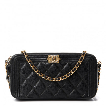 Chanel Caviar Quilted Small Boy Clutch With Chain Black 1 of 17
