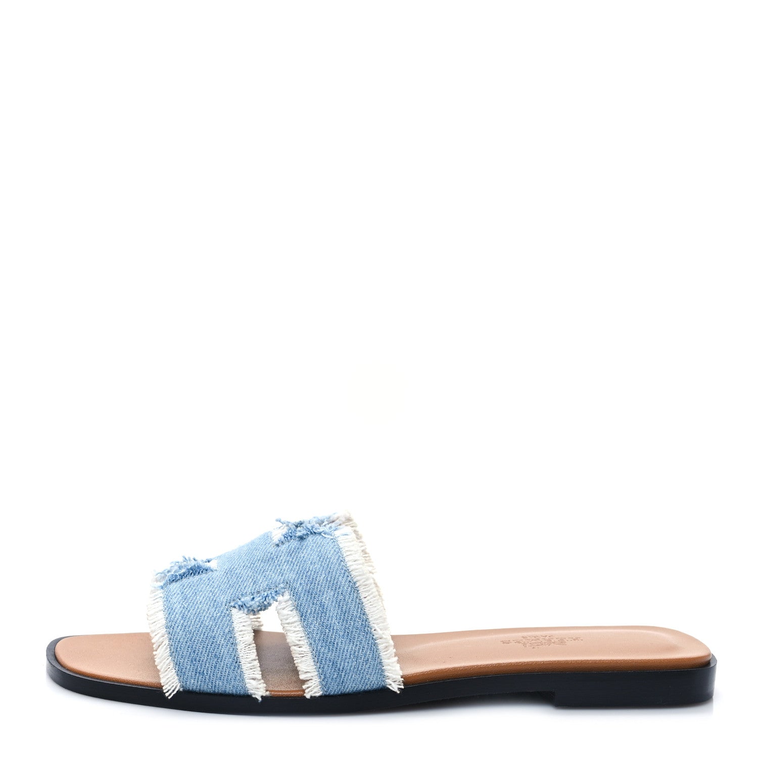 Hermes Denim Oran Fringe Sandals 36.5 Bleu Clair 1 of 8