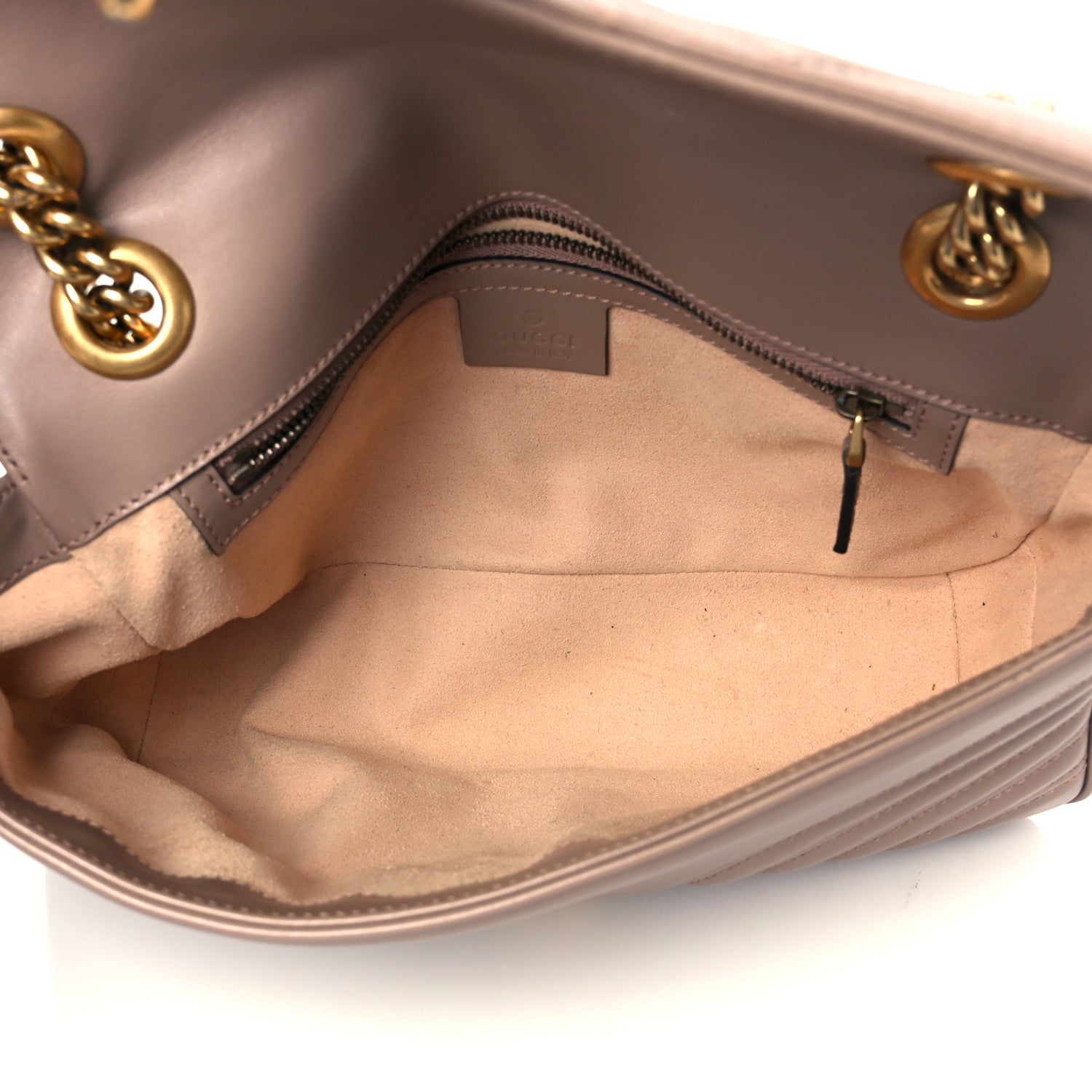 Gucci Calfskin Matelasse Small GG Marmont Shoulder Bag Porcelain