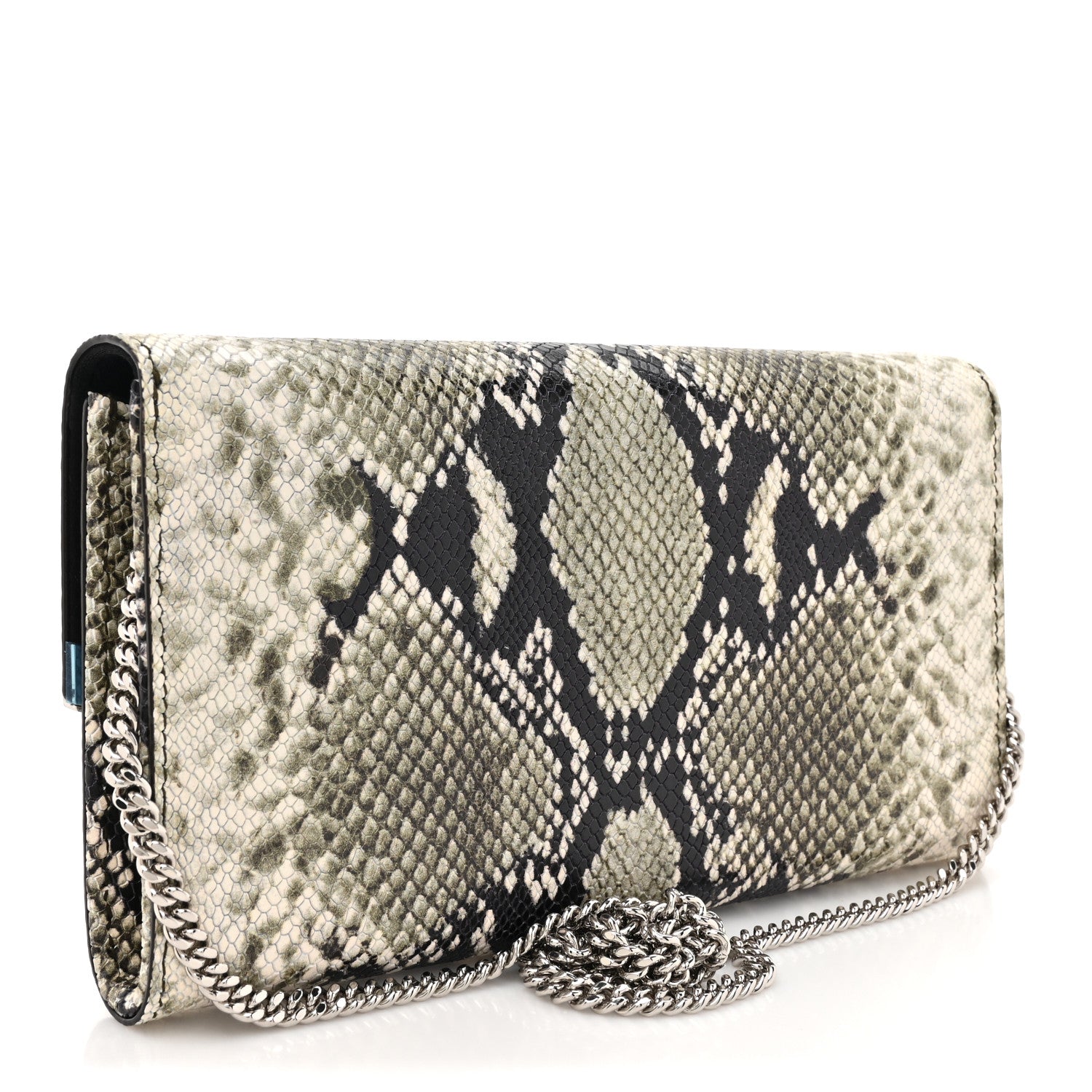 Jimmy Choo Calfskin Snakeskin Embossed Elish Chain Clutch Multicolor 3 of 9