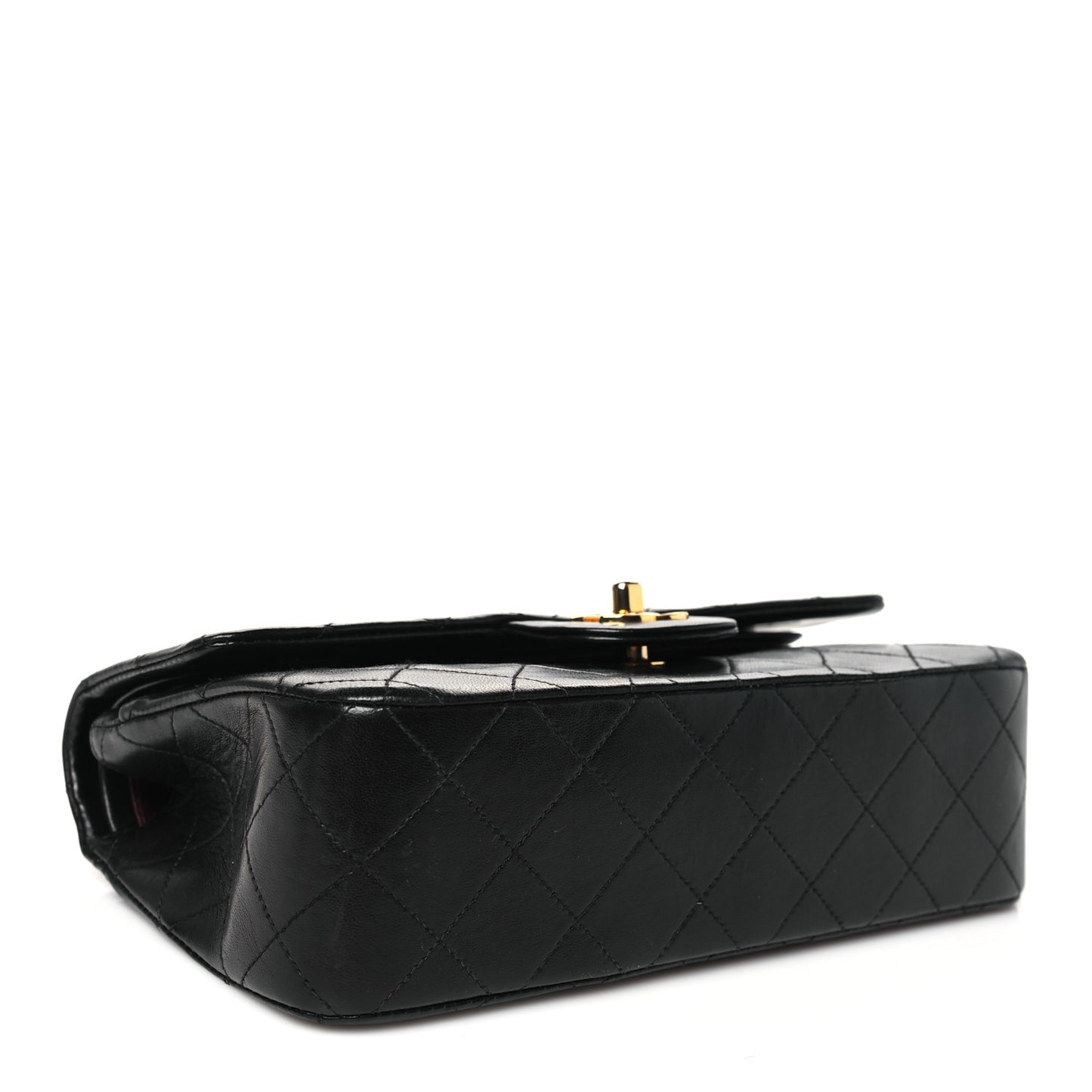 Lambskin Quilted Small Double Flap Black