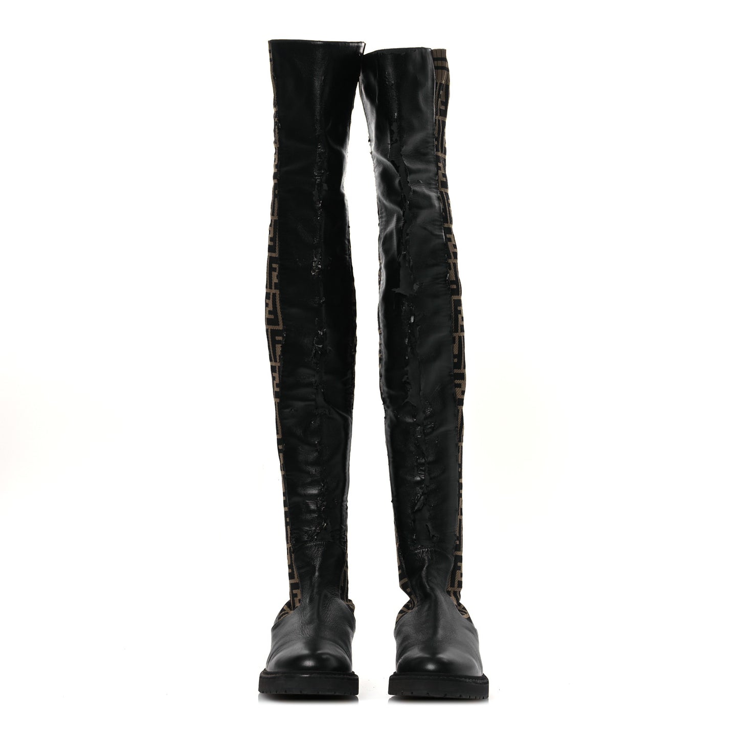 Nappa Microfiber Fabric FF Rockoko Thigh High Boots 39.5 Black Tobacco