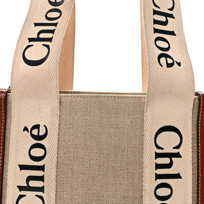 Chloe Cotton Calfskin Medium Woody Ribbon Tote White Brown 7 of 9