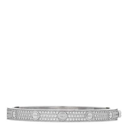 Cartier 18K White Gold Diamond LOVE Paved Bracelet 18 2 of 7