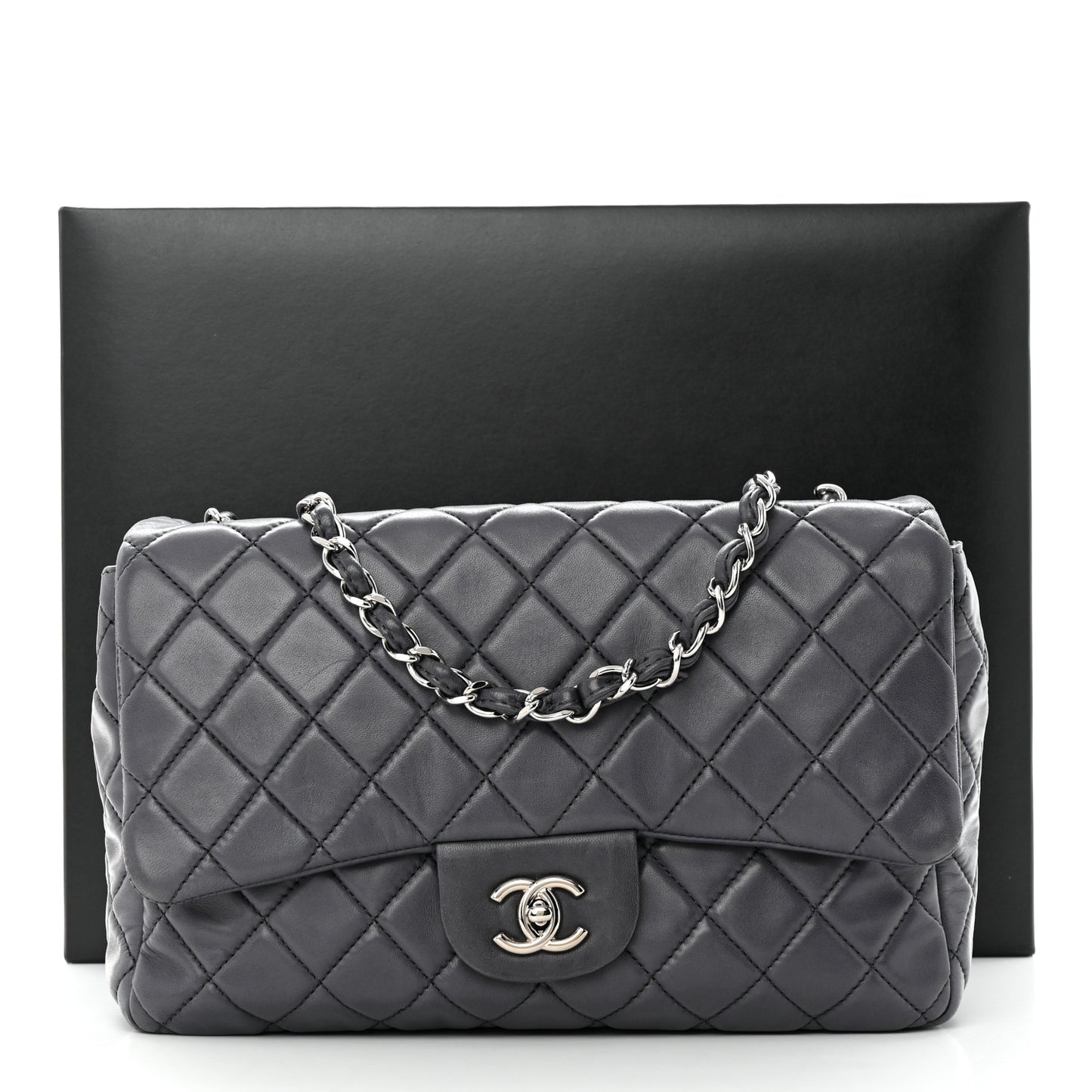 Lambskin Quilted Jumbo Single Flap Anthracite