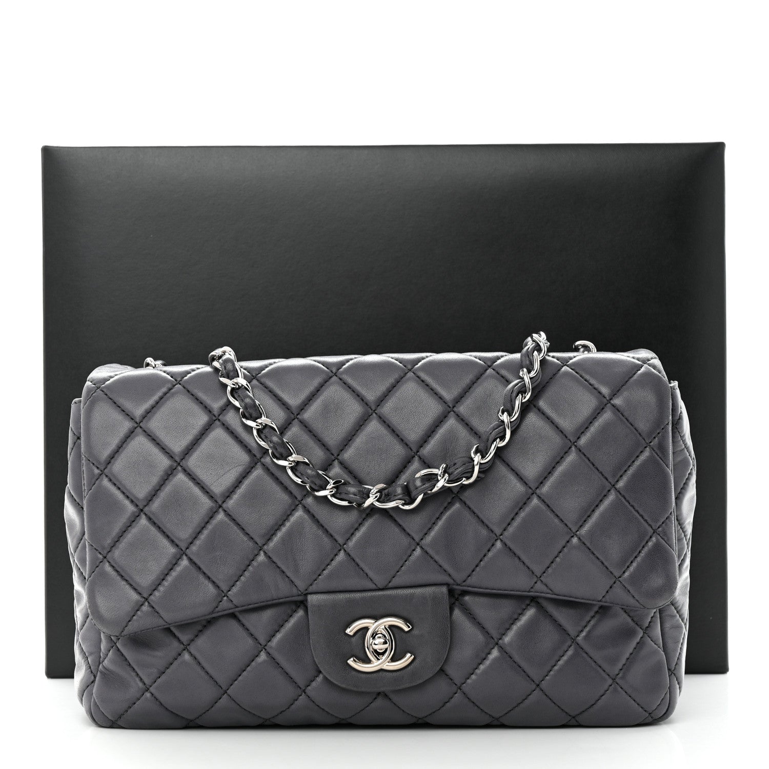 Chanel Lambskin Quilted Jumbo Single Flap Anthracite 12 of 12