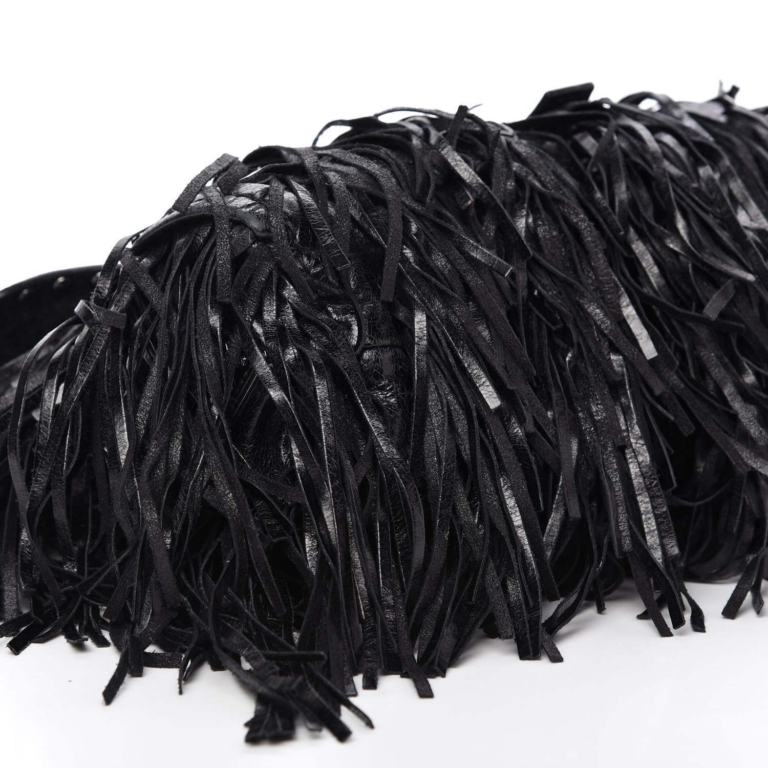 Prada Vitello Shine Fringe Studded Flap Hobo Black 6 of 10