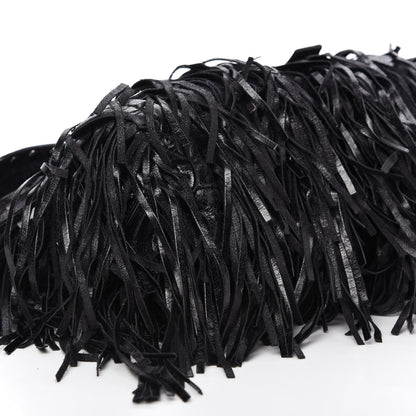 Prada Vitello Shine Fringe Studded Flap Hobo Black 6 of 10