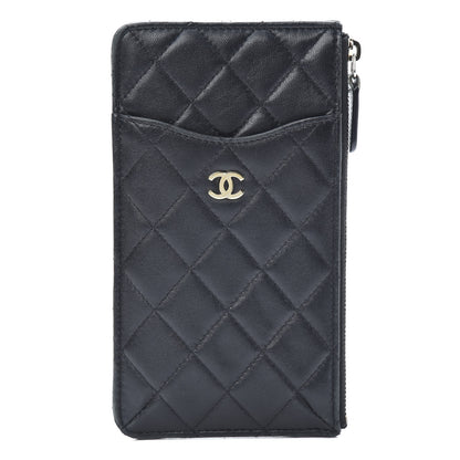 Chanel Lambskin Quilted Classic Flat Wallet Pouch Black 1 of 13