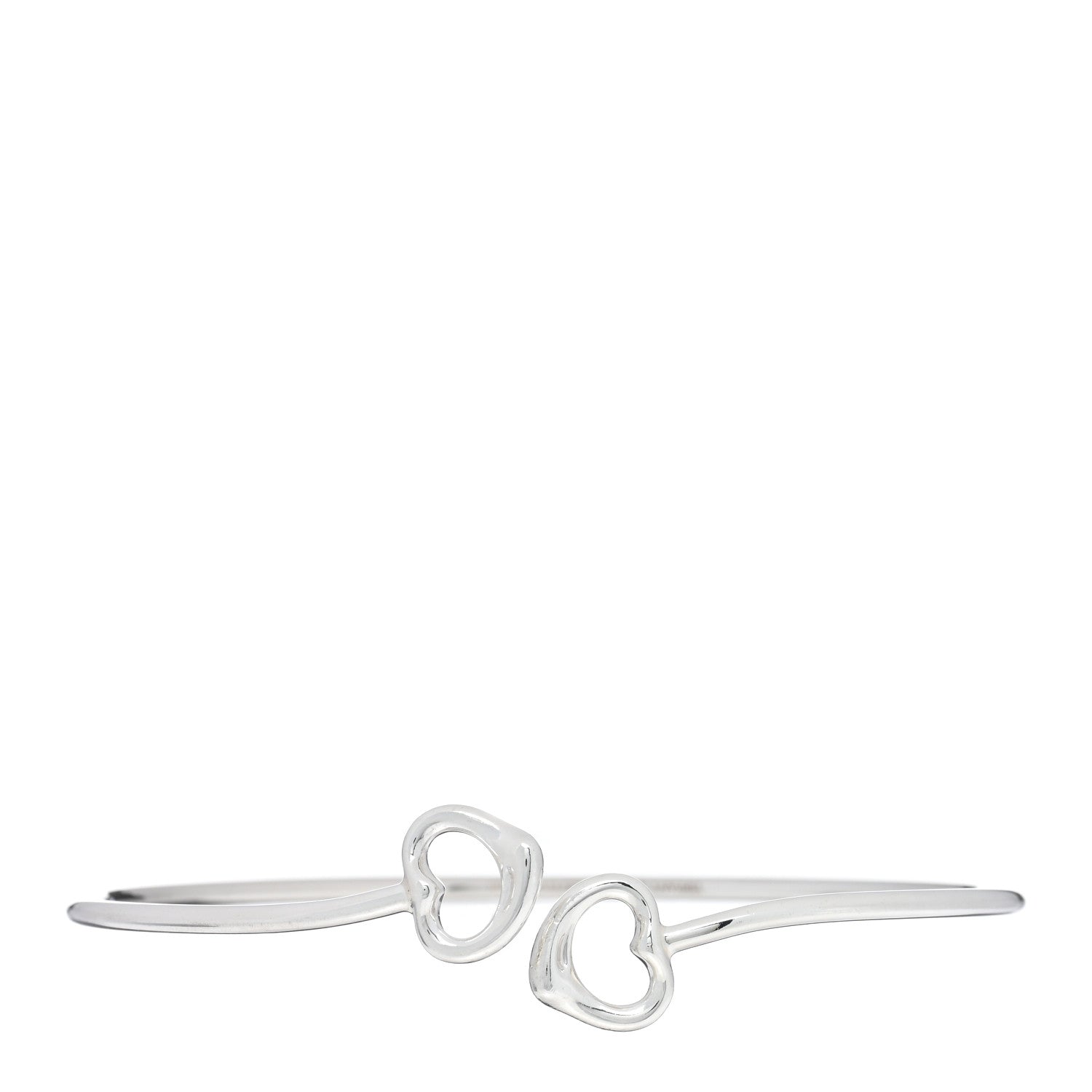 Tiffany Sterling Silver Elsa Peretti Double Open Heart Bangle Bracelet 1 of 3