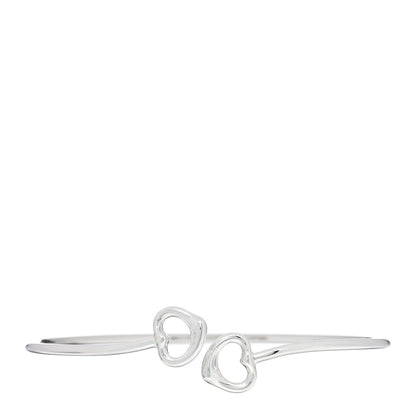 Tiffany Sterling Silver Elsa Peretti Double Open Heart Bangle Bracelet 1 of 3
