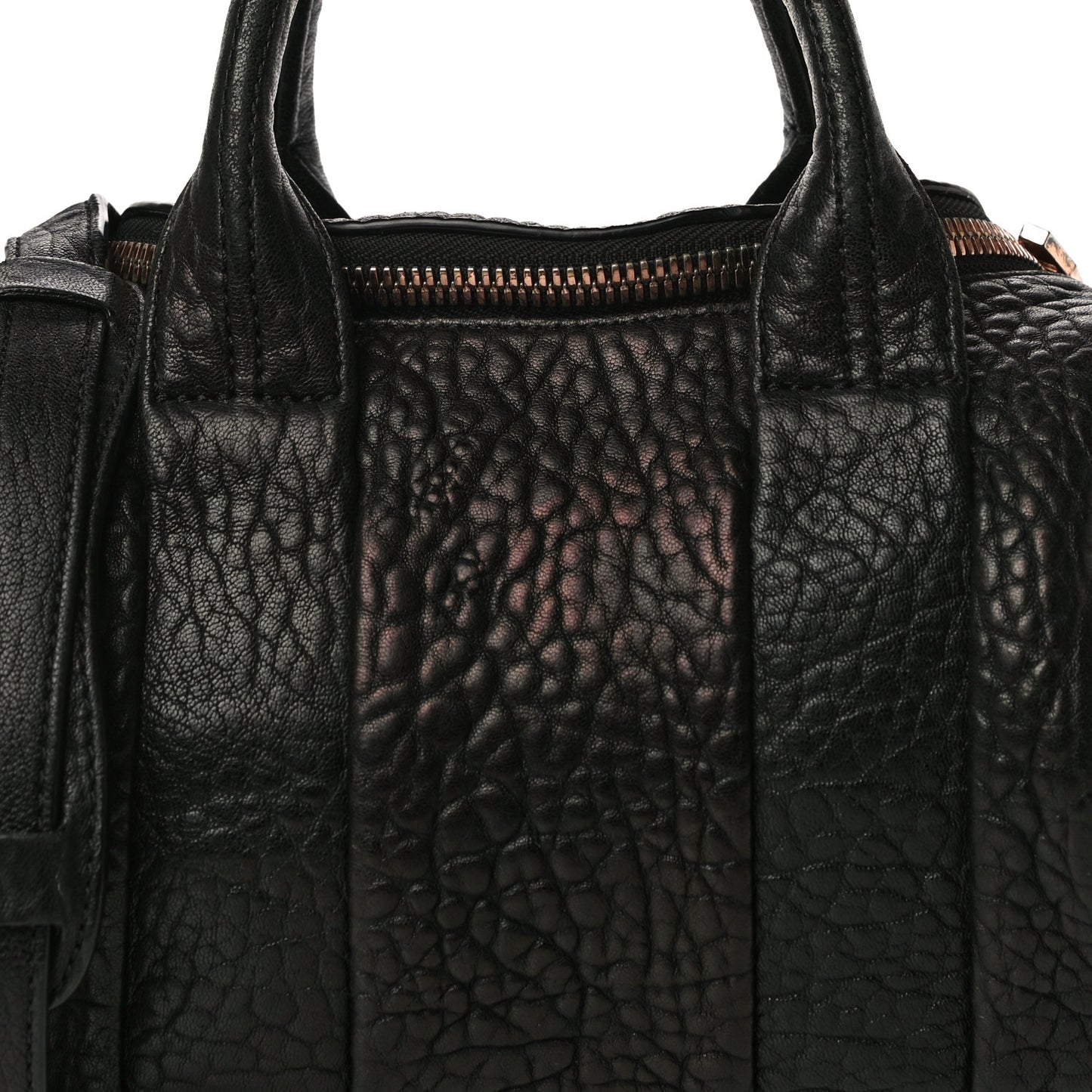 Pebbled Lambskin Mini Rockie Black Rose Gold Hardware