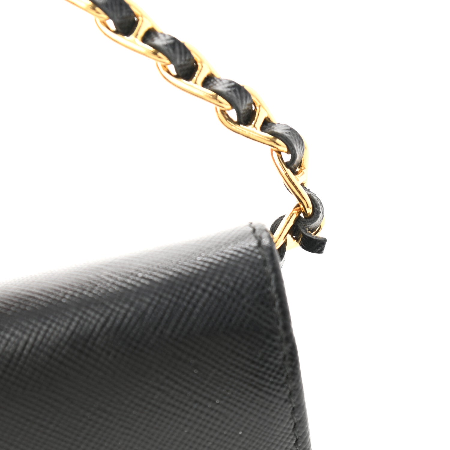 Prada Saffiano Metal Oro Chain Wallet Black 11 of 11