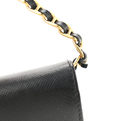 Prada Saffiano Metal Oro Chain Wallet Black 11 of 11