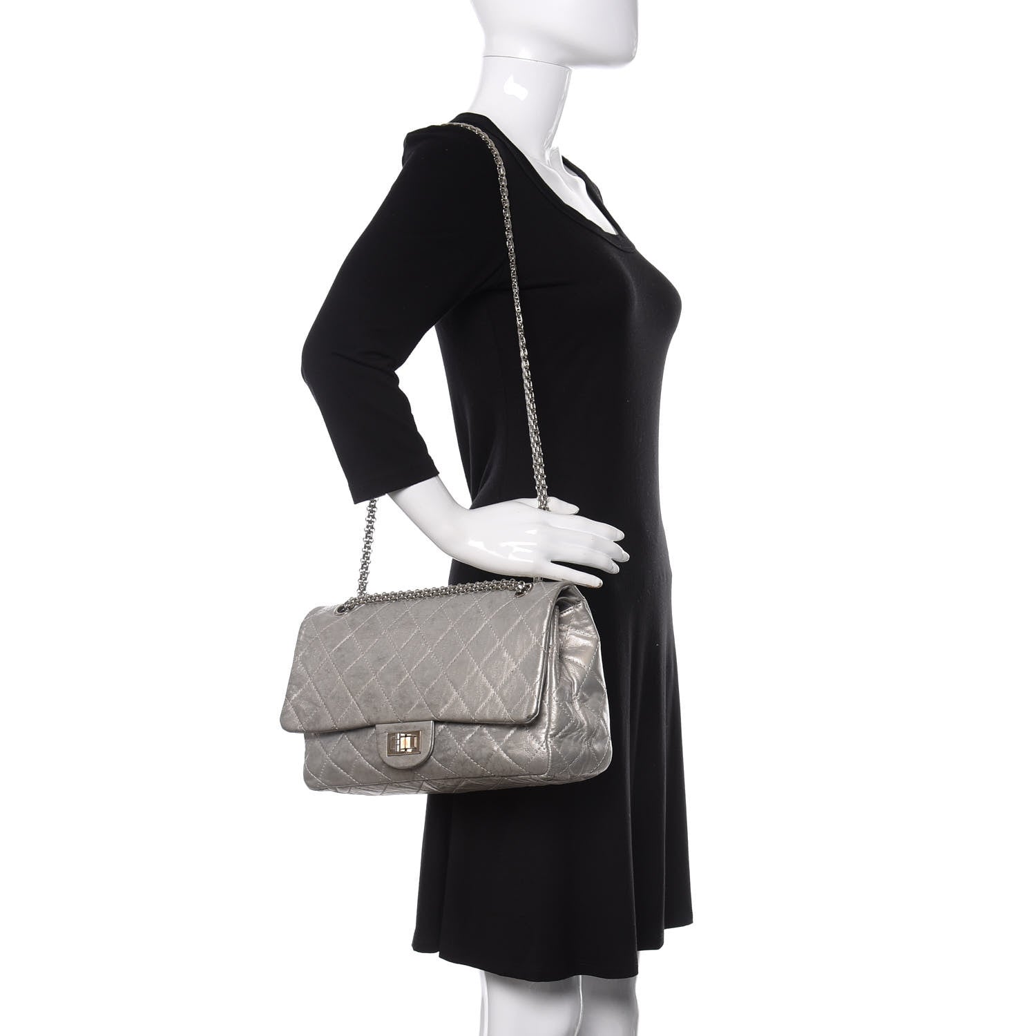 Chanel Metallic Aged Calfskin Quilted 2.55 Reissue 227 Flap Silver 2 of 20