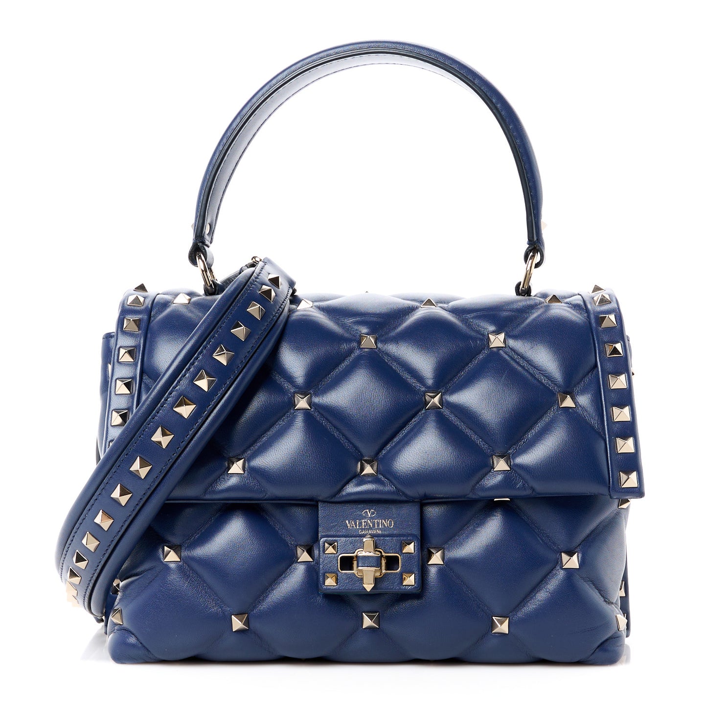 Nappa Medium Candystud Top Handle Bag Navy