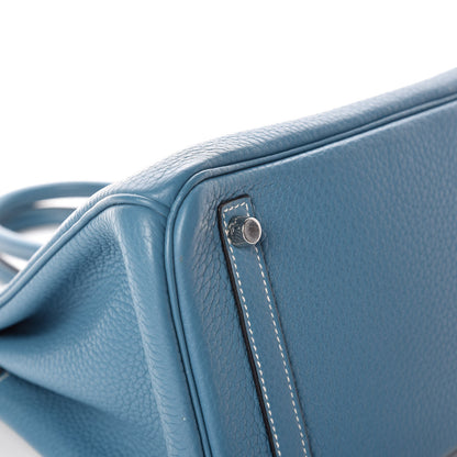 Hermes Taurillon Clemence Birkin 30 Blue Jean 8 of 40