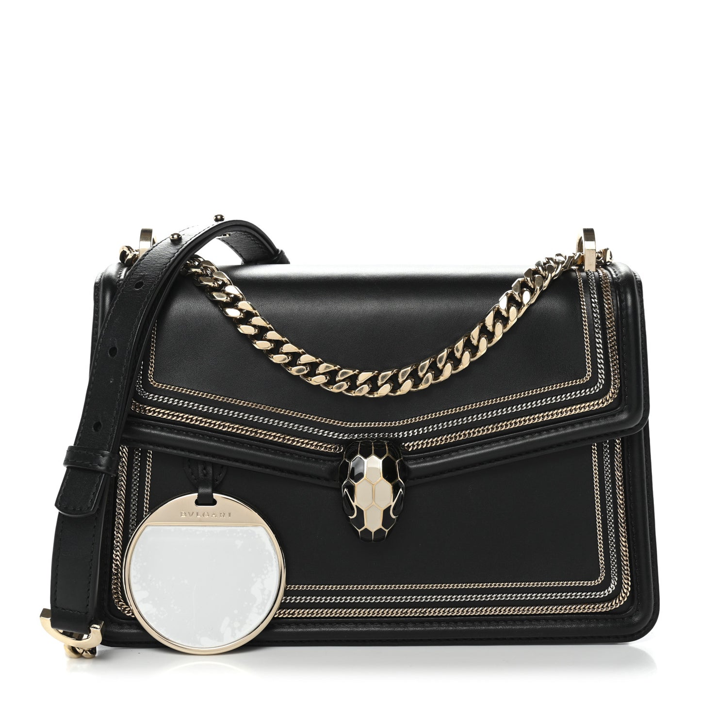 Calfskin Chain Serpenti Forever Crossbody Bag Black