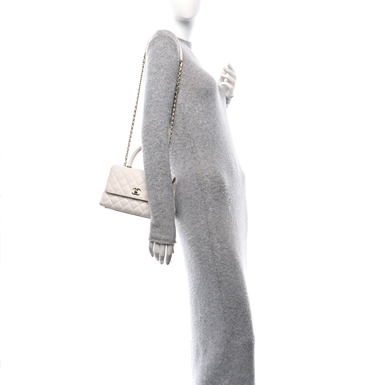 Chanel Caviar Quilted Mini Coco Handle Flap White 2 of 10