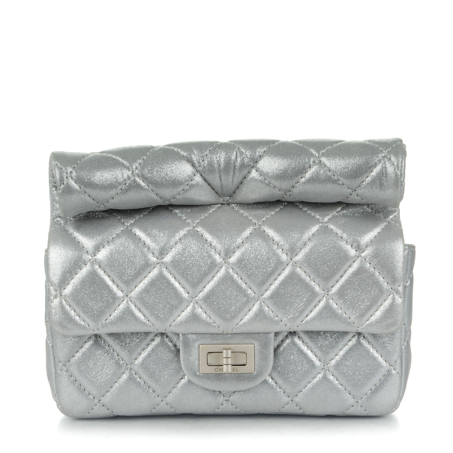 Chanel Iridescent Calfskin Quilted Small Roll Reissue Clutch Silver 1 of 8