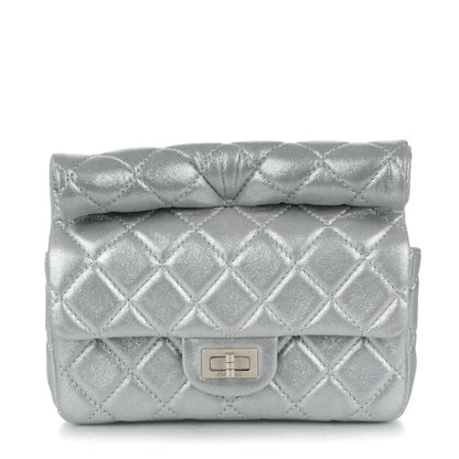 Chanel Iridescent Calfskin Quilted Small Roll Reissue Clutch Silver 1 of 8
