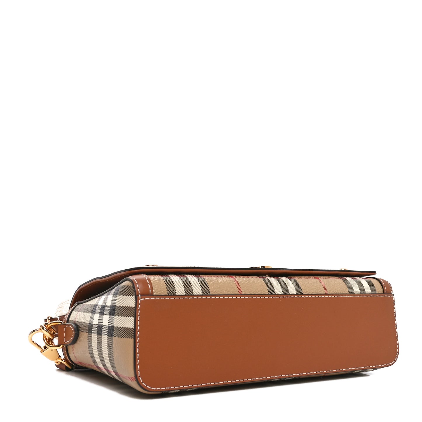 Calfskin Giant Check E-Canvas Elongated Note Crossbody Bag Briar Brown