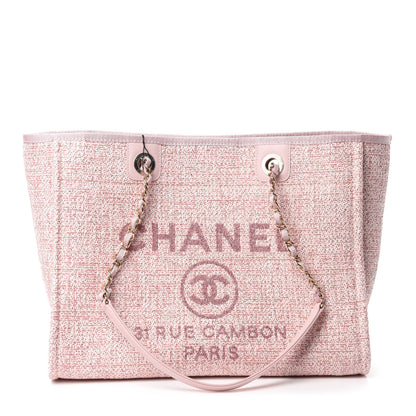 Chanel Lurex Boucle Small Deauville Tote Pink 1 of 11