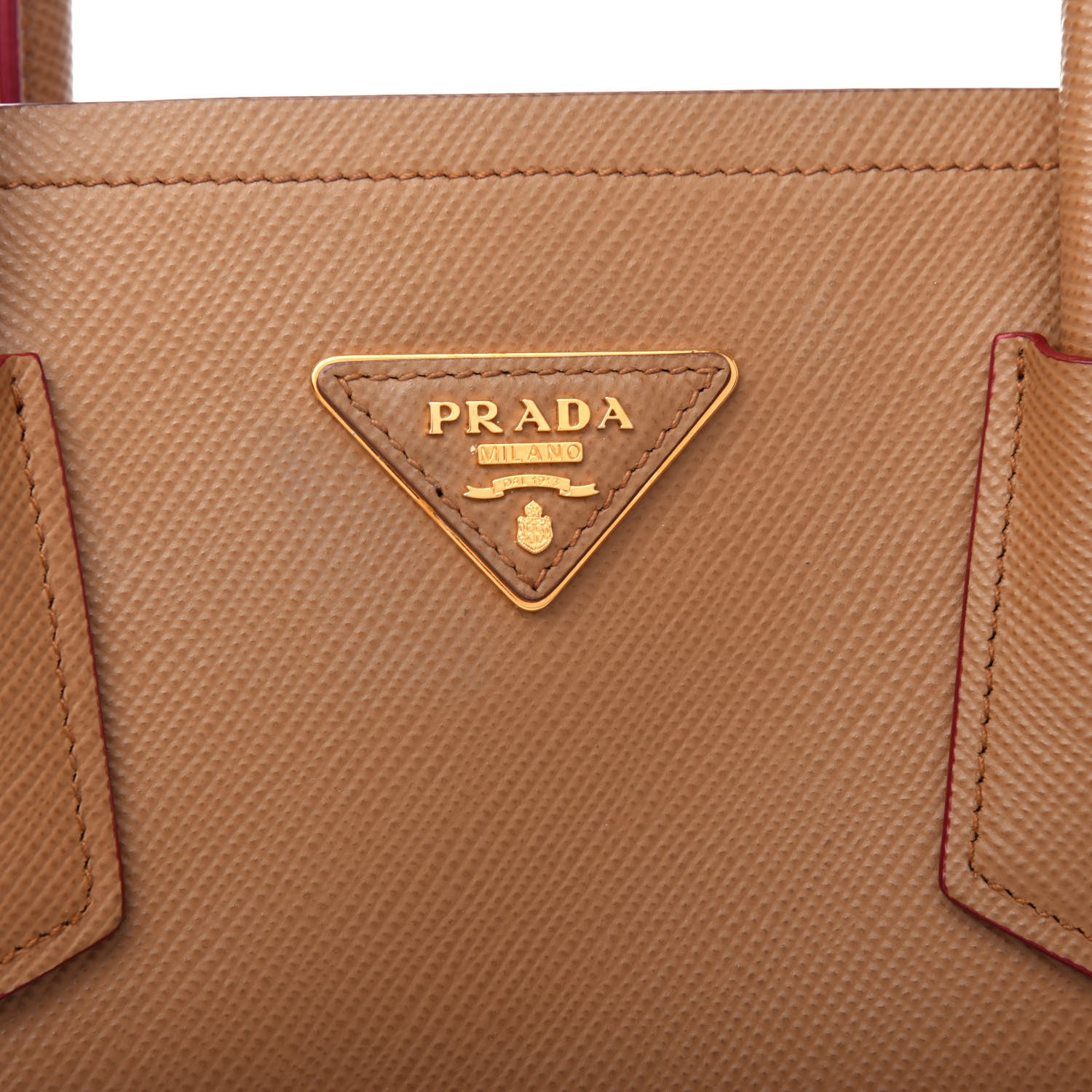 Prada Saffiano Cuir Large Double Bag Caramel Fuoco 11 of 12