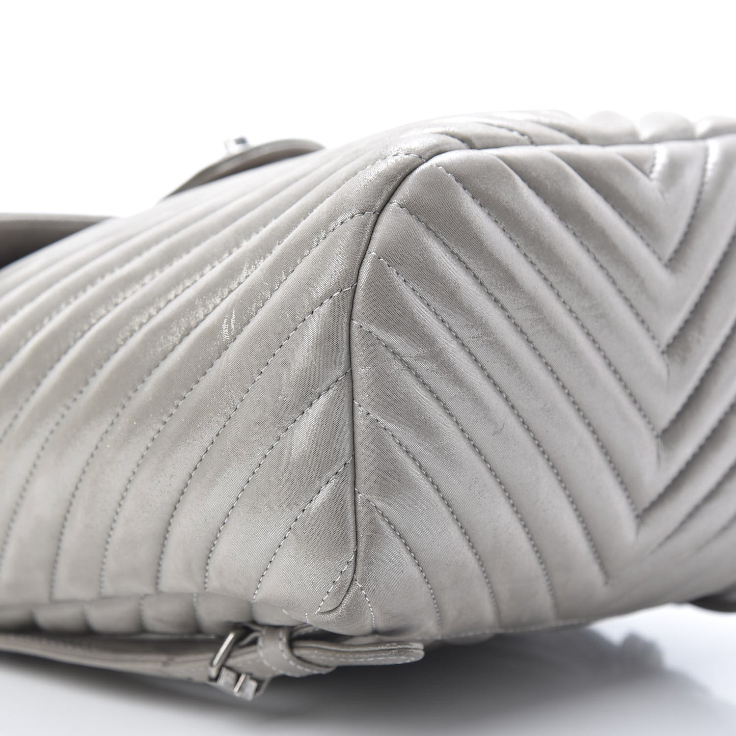 Metallic Calfskin Chevron Quilted Urban Spirit Backpack Silver