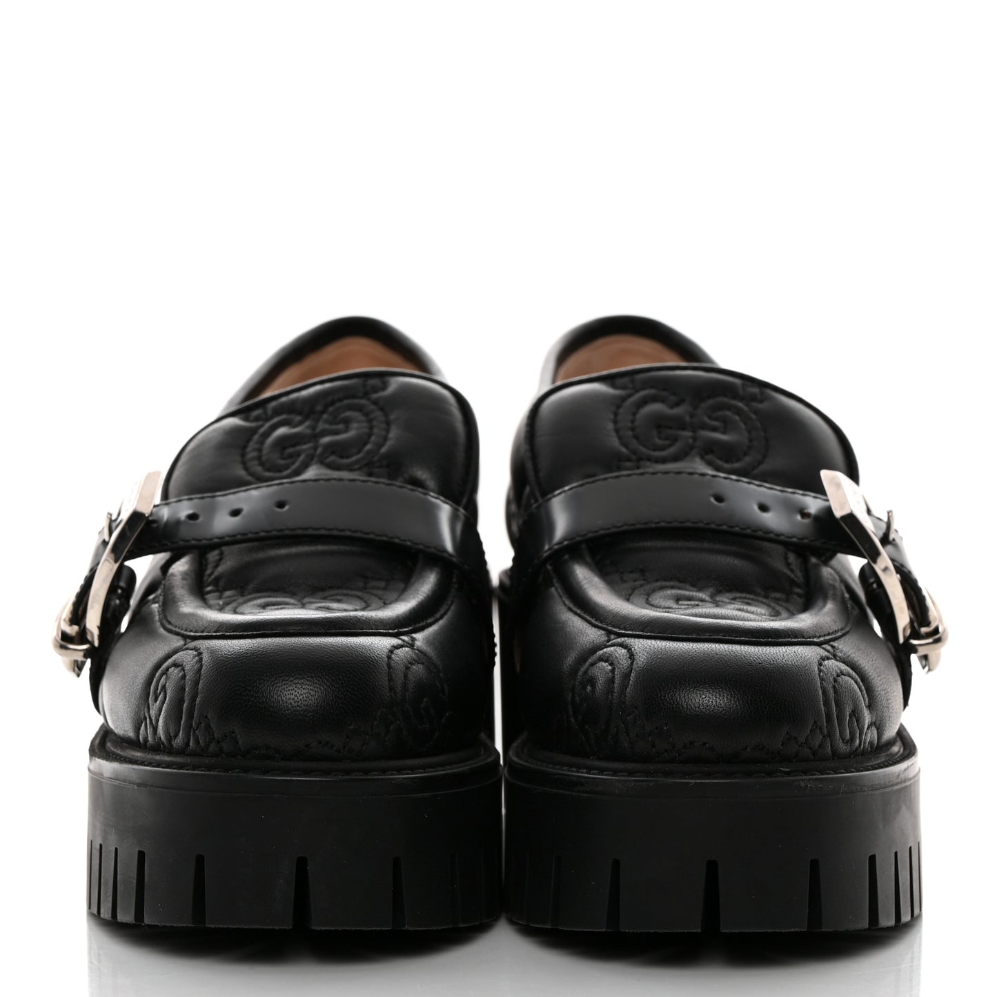 Nappa Cordovan Lux GG Matelasse Buckled Platform Lug Sole 60mm Loafers 36.5 Black