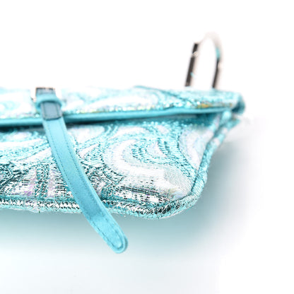 Miu Miu Tessuto Lurex Flap Clutch Turchese 9 of 15