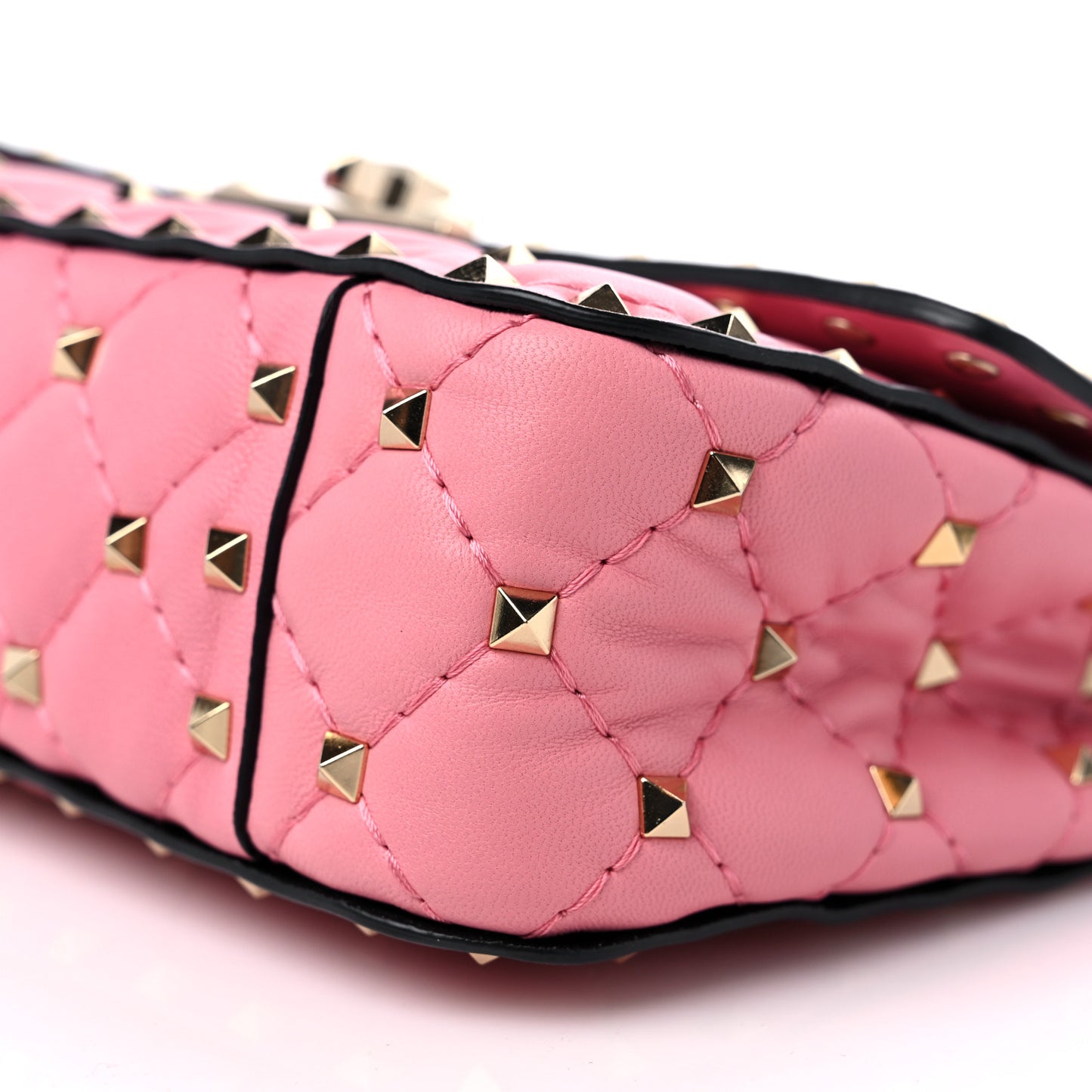 Nappa Small Rockstud Spike Shoulder Bag Candy Rose