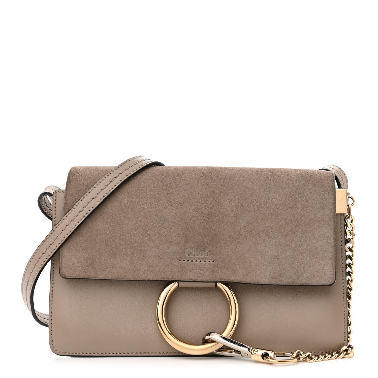 Chloe Suede Calfskin Small Faye Shoulder Bag Motty Grey 1 of 18