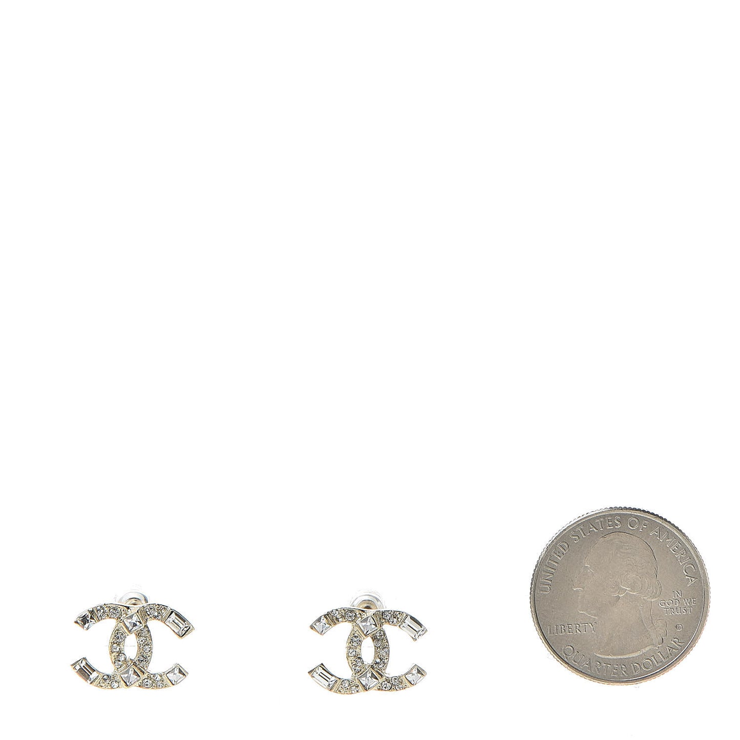 Crystal Baguette CC Earrings Gold