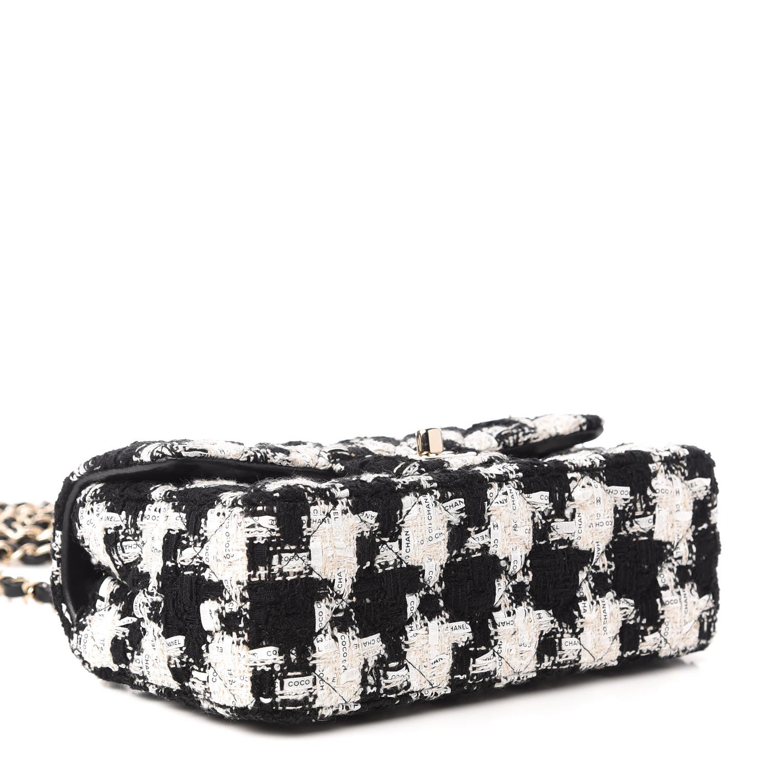 Chanel Tweed Quilted Mini Rectangular Flap Black Ecru White 4 of 11