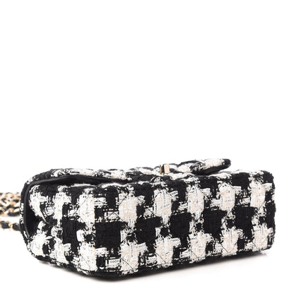 Chanel Tweed Quilted Mini Rectangular Flap Black Ecru White 4 of 11