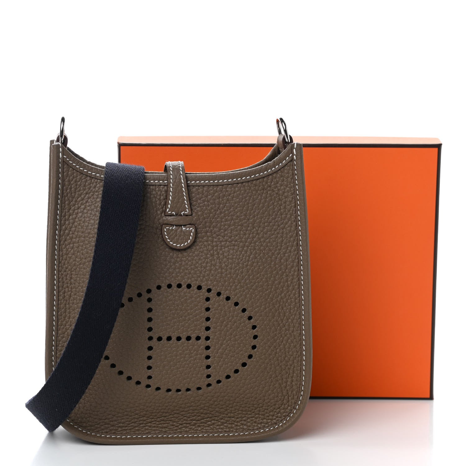Hermes Taurillon Clemence Amazone Evelyne TPM Etoupe Bleu Indigo 9 of 9