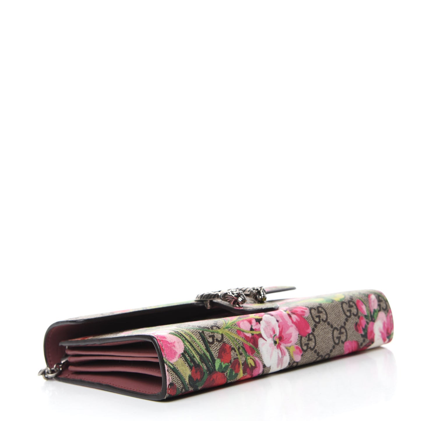 GG Supreme Monogram Blooms Mini Dionysus Chain Wallet Beige Multicolor Dry Rose