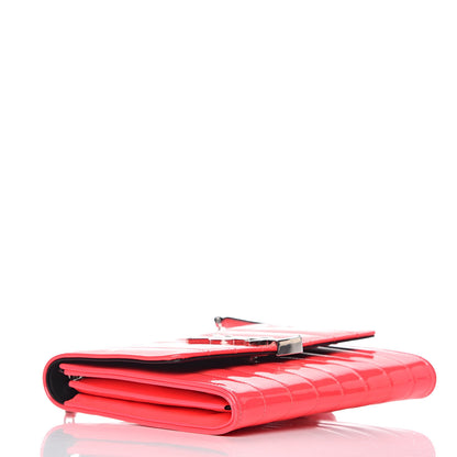 Saint Laurent Patent Calfskin Matelasse Monogram Vicky Chain Wallet Neon Pink 4 of 11