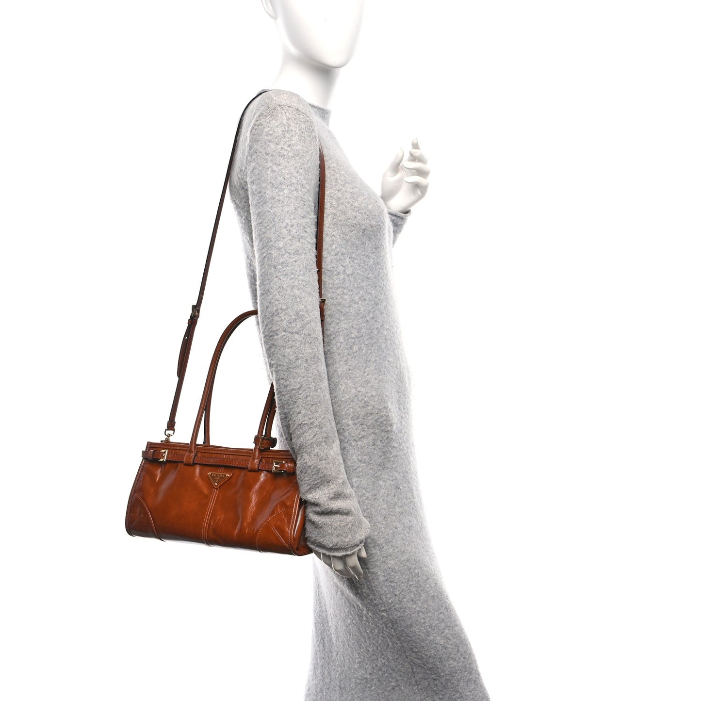Glossy Calfskin Triangle Medium Bonnie Shoulder Bag Palisander