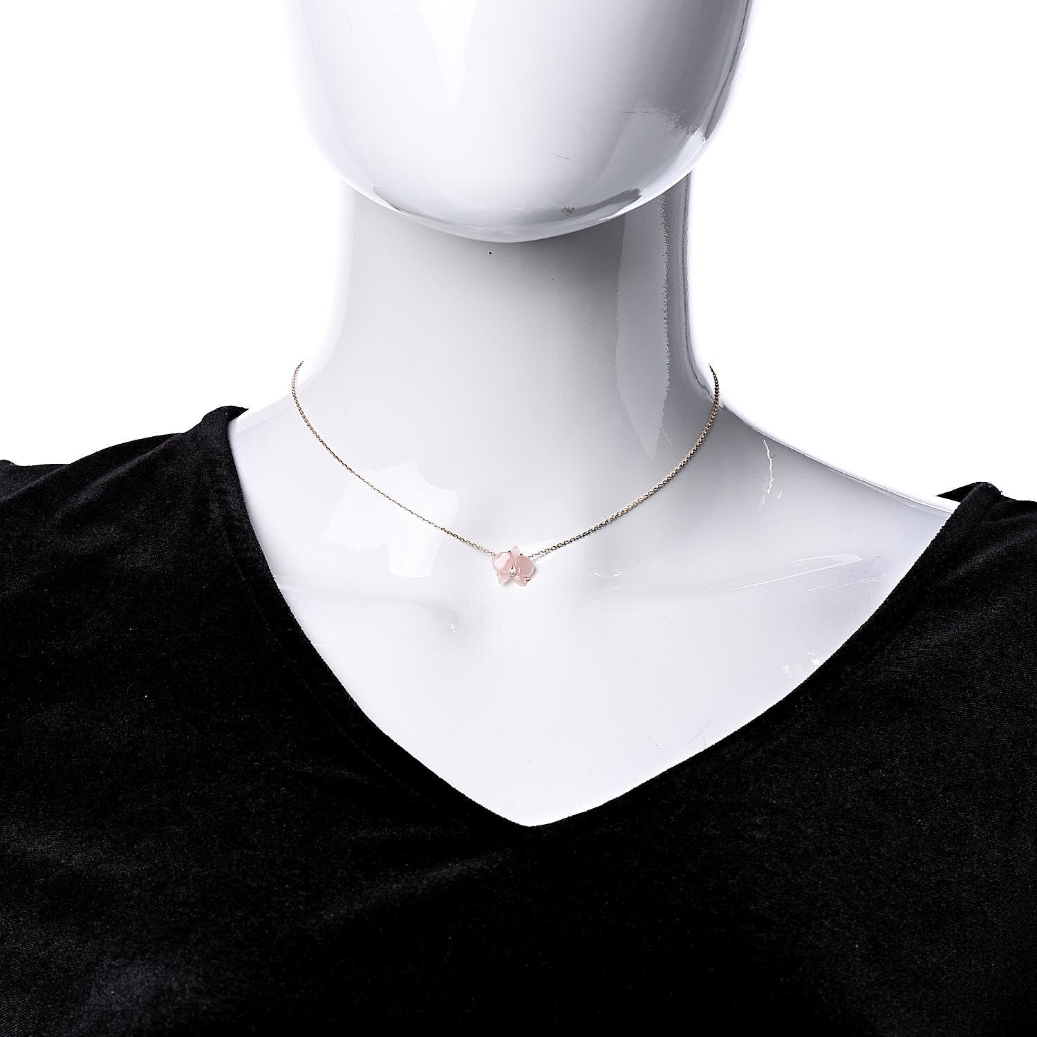 Cartier 18K Pink Gold Rose Quartz Diamond Caresse D'Orchidees Par Pendant Necklace 2 of 6
