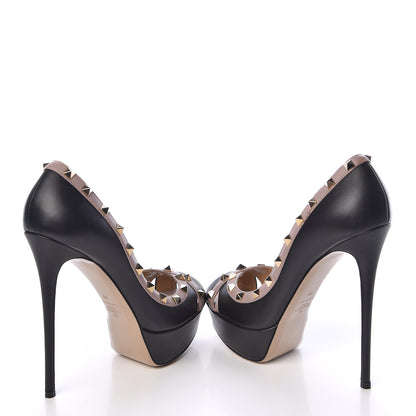 Valentino Garavani Nappa Rockstud Peep Toe Platform Pumps 39 Black Poudre 5 of 12