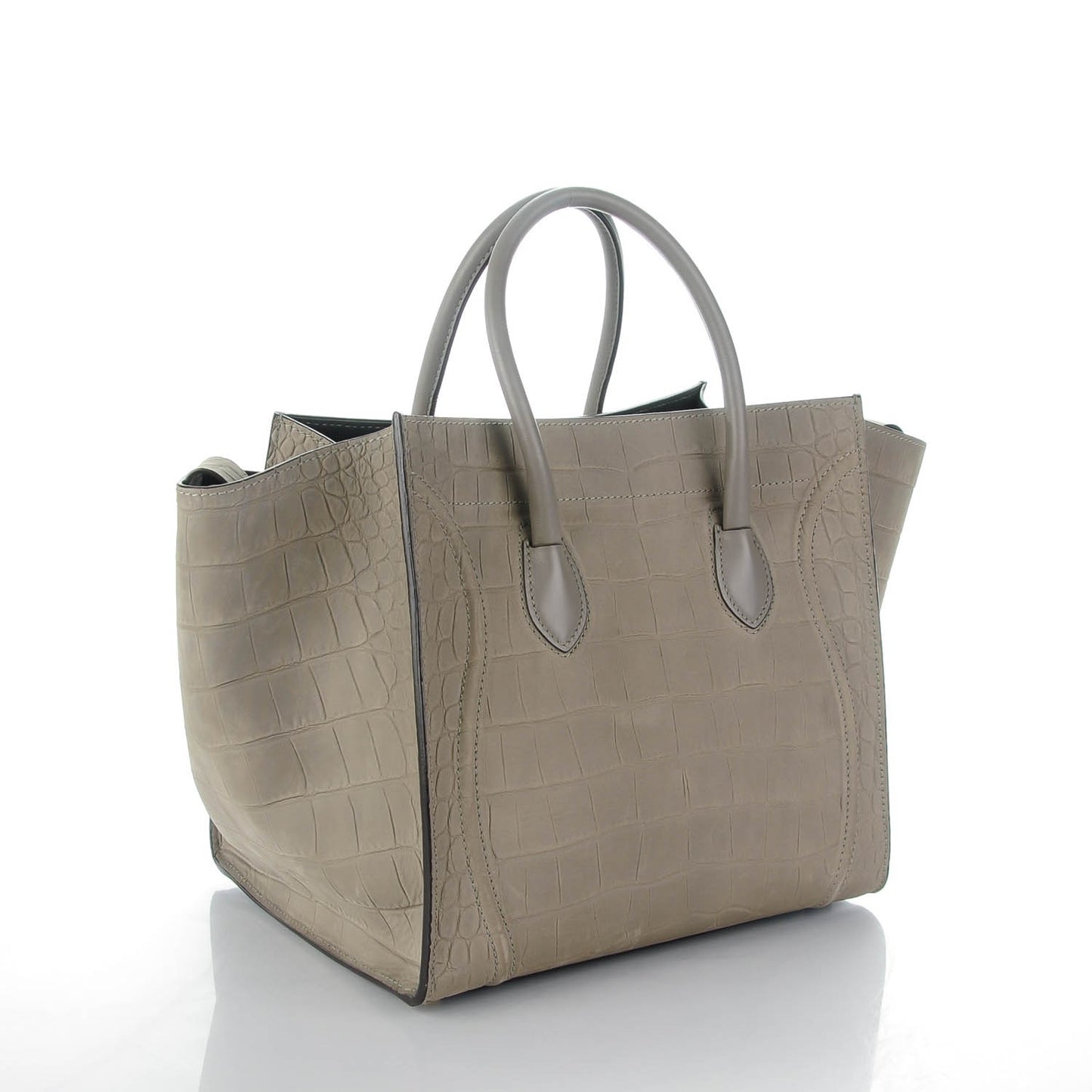 Crocodile Embossed Nubuck Medium Phantom Luggage Grey