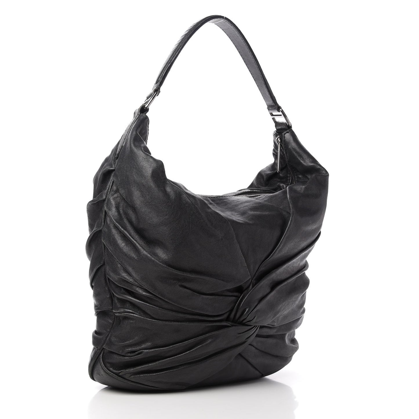 Lambskin Maggie Soft Knot Hobo Black